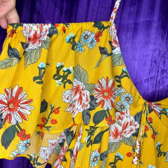 NWT GiGi JAPNA L XL RAYON LIGHTWEIGHT DRESS STRAPS with COLD SHOULDERS MUSTARD - Picture 12 of 13